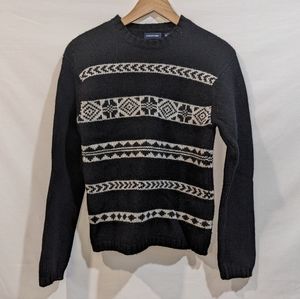 100% Lambswool Structure Neutral Patterned Ski Sweater/Sweatshirt Size S…
